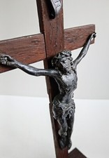 ✅ Freestaning Tabletop Wood & Metal Christ Crucifi Church Cross INRI 35/14/8 Cm