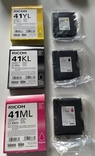  3 X GENUINE RICOH 41 CL 41 YL 41 ML 41   CARTRIDGES YELLOW BLACKMAGENTA 