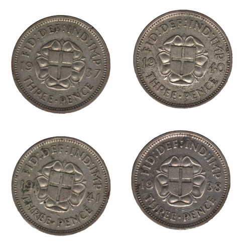 George threepence coins - vi, –