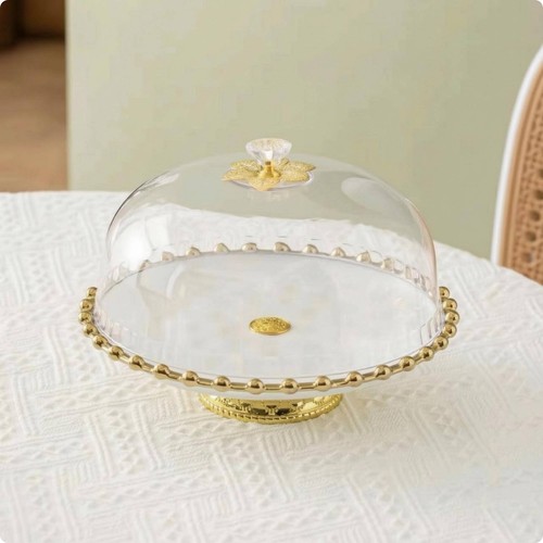 Glass dome cake stand beaded - cake,