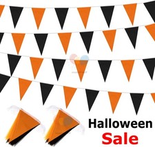 NEW Halloween Bunting Banner Black Orange Flag Garland Pennant Indoor Outdoor UK
