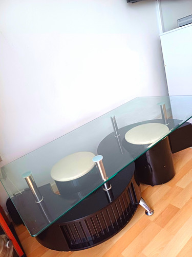 Black glass coffee table - black, &