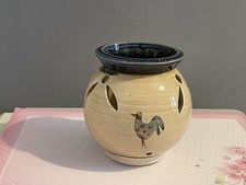 Vintage Pottery Vase/Plant Pot/tea Light Holder. By Mucros, Ireland. Cockerels.