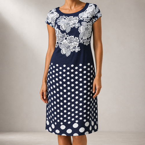 Ladies navy white floral - white,