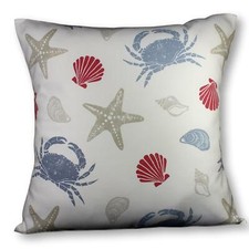 Cushion Cover made in Nautical Fabric Fish Anchors Boats Seagulls Crabs Red Blue