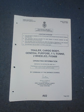 British Army - 1 3/4 tonne trailer cargo body GP  Operating information.