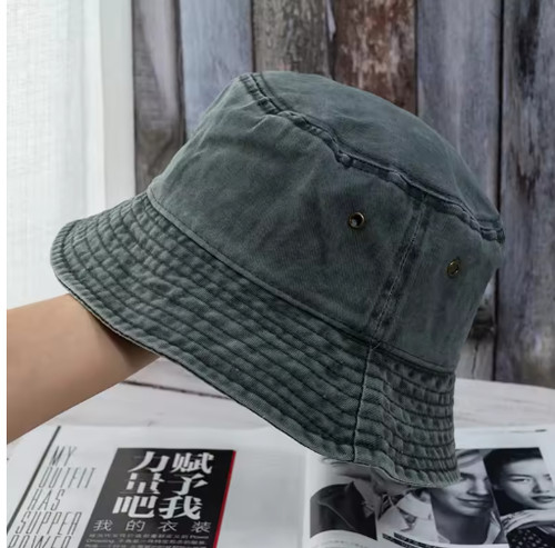 Stonewashed cotton bucket hat - cotton,