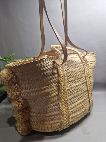 Vintage raffia and leather bag - and,