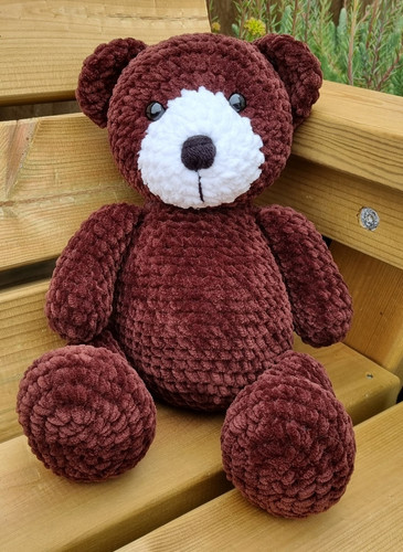 Handmade brown plush teddy - handmade,