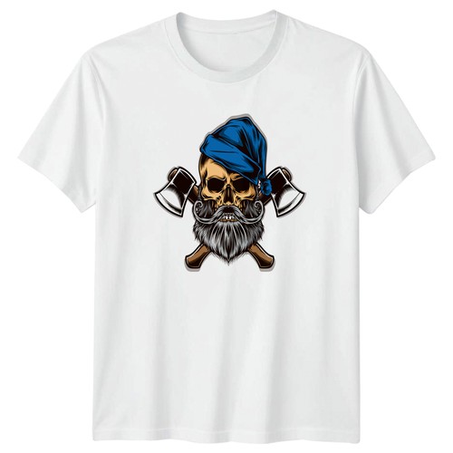 Sleepy bearded skull with axes - sleepy,