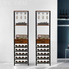 20 Bottles Wine Rack Freestand Floor w/Drawer Tall Wine Bar Stand Shelf Display