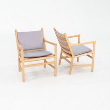 C. 2020 Pair of Hans Wegner for Carl Hansen CH44 Ladderback Lounge Chairs in Oak