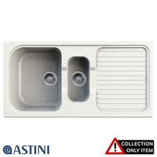 Astini Maxim 1.5 Bowl Granite Opal White Reversible Kitchen Sink & Waste
