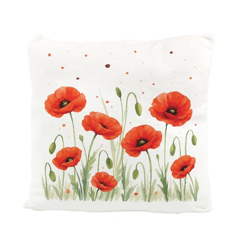 Red poppies cushion floral - red,