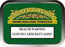 Golden virgina warning tin - golden,