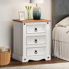 Corona Bedroom Furniture White Wax Bedside Chest Drawers Wardrobe Dressing Table