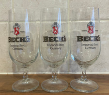 Becks Glasses Imported From Germany Logo Hold 8 Fluid Oz Each Set Of 3