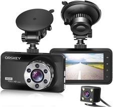 ORSKEY Dash Cam Front and Rear 1080P Full HD Dual Dash Camera in Car Camera Dash