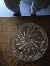 Large Bohemian Cut Crystal Bowl 2.9kg Pinwheel Design Clear Decorative Heavy VGC