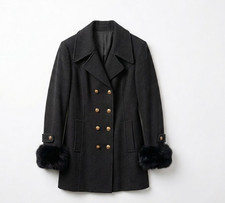 Vtg Wool Fur tri Charcoal gray