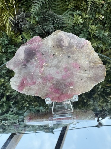 Pink tourmaline crystal slab - crystal,
