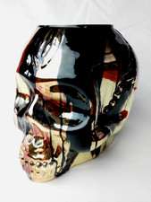 Silverina Glass Skull Vase Planter Halloween Gothic H 19cm approx