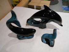 Poole Pottery Large blue glaze Dolphin, Whale and Seal collection, no cracks etc