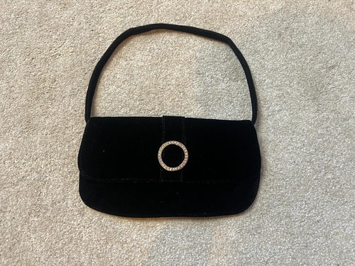 Black velvet clutch bag with - velvet,