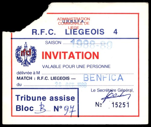 Ticket 1988 rfc liege sl - ticket,