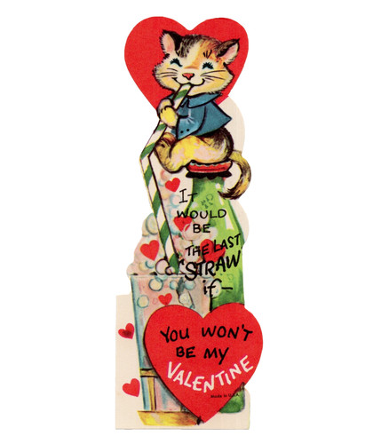 Vintage valentine card kitten - card,,