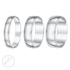 Platinum Ring Court Shape Millgrain Edge Wedding Band 3mm 4mm 5mm 6mm 7mm