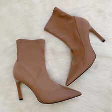 Zara Sock Boots  41 UK 8  Beige Nude High Heel Pointed Toe Stiletto Ankle