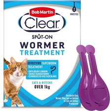 Bob Martin Clear Spot On Wormer for Cats & Kittens  2 Pipettes
