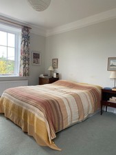 Vintage gold and rust striped 'Indian' cotton bedspread