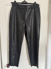 F&F Black PVC Faux Leather Jeans, Ladies Trousers Pants Straight Leg, NEW, UK 6