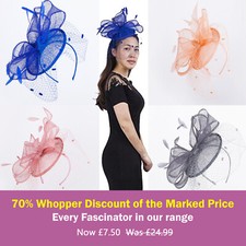 Net Veil & Feathers Theodora Fascinator, Double Bows on a Circular Disc Base