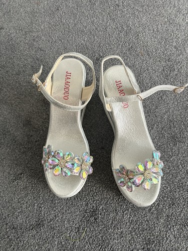 Ladies silver wedges - silver,