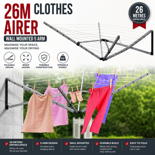 Wall mounted arm 26m clothes - wall,