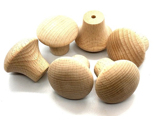 Beech wood knobs 32mm - wood,