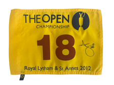 The Open Championship 2012 Signed 'Adam Scott' Flag Royal Lytham + Annes Charity