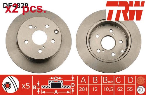 Pcs rear brake disc - x2,