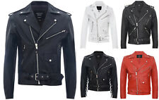 Men's Stylish Brando White, Red, Black, Spiked & Fringe Leather Biker Jacket