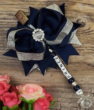 Personalised stunning pram charm in navy for baby girls boys