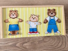 Melissa and Doug Wooden Dress Up Puzzle Bear Family Set Mix And Match