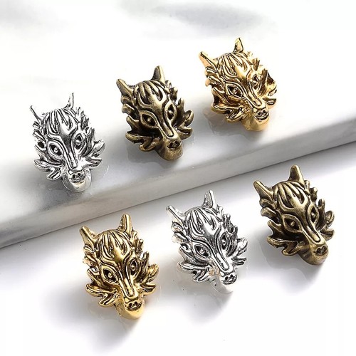 Dragon head metal beads - metal, charms