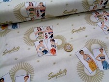 Simplicity retro vintage fabric Beach organic 100% cotton 1950's half metre