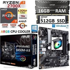 AMD Ryzen 7 2700X + 16GB RAM + 512MB SSD + ASUS B450M-A II Motherboard Bundle