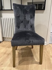 Blue Grey Faux Suede Dining Feature Chair