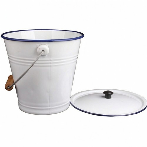 Enamel pail with lid - enamel,