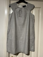 Victoria Beckham for Target girls grey stripe cap sleeve dress size L 9-11 Yr VG